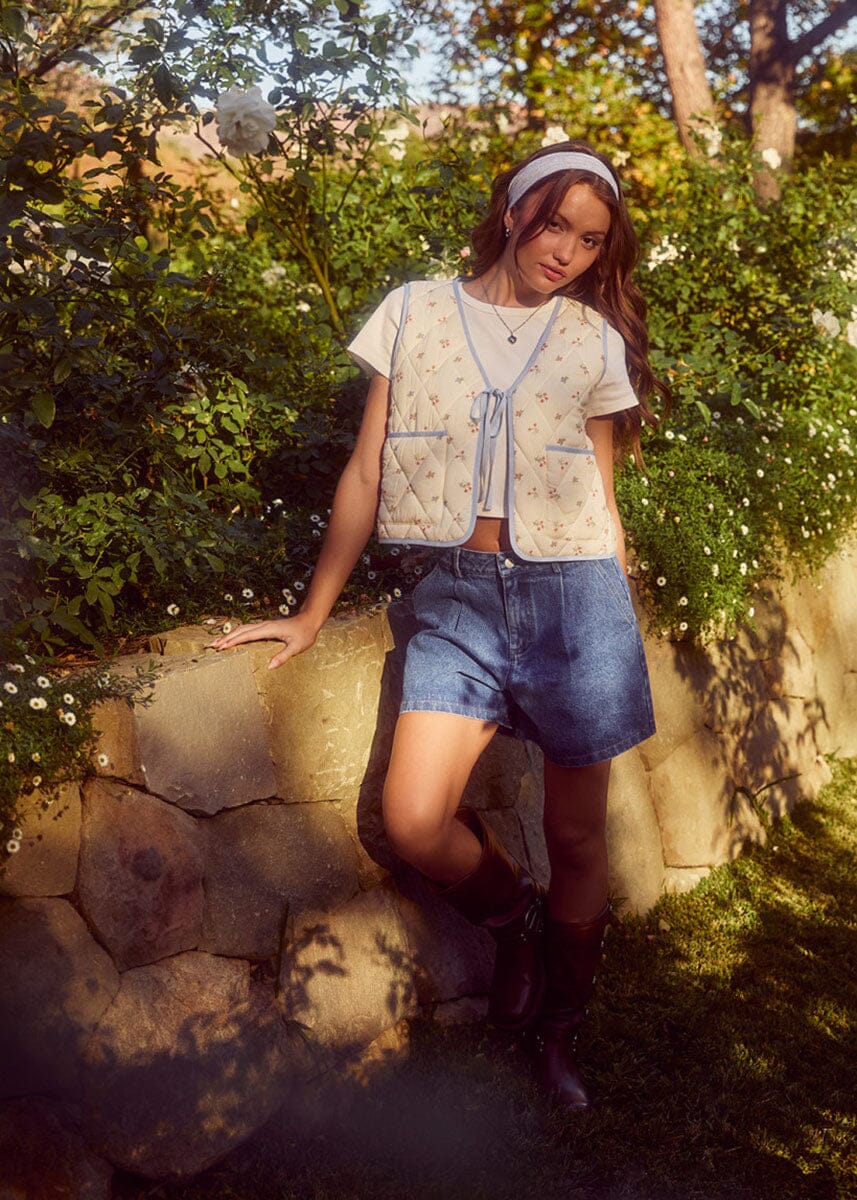 Beck Pleated Denim Shorts