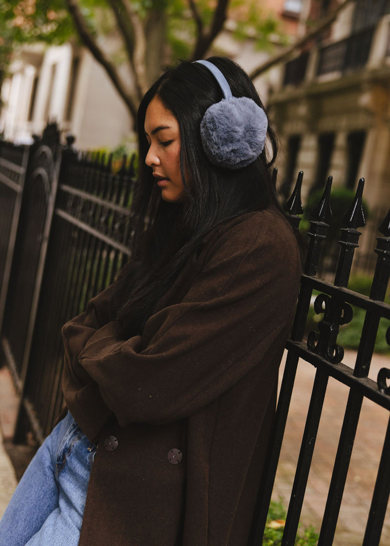Mad Hatter Faux-Fur Earmuff - Steel Blue