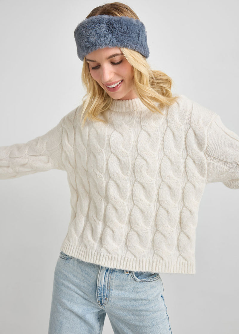 Mad Hatter Faux-Fur Headband - Steel Blue