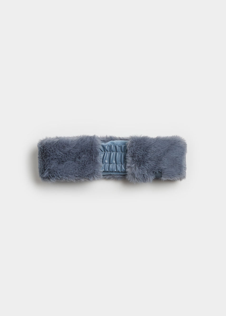 Mad Hatter Faux-Fur Headband - Steel Blue