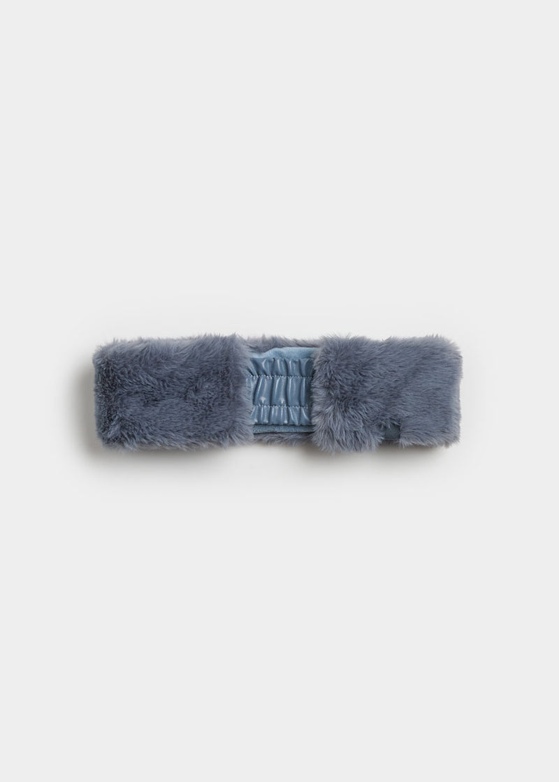 Mad Hatter Faux-Fur Headband - Steel Blue