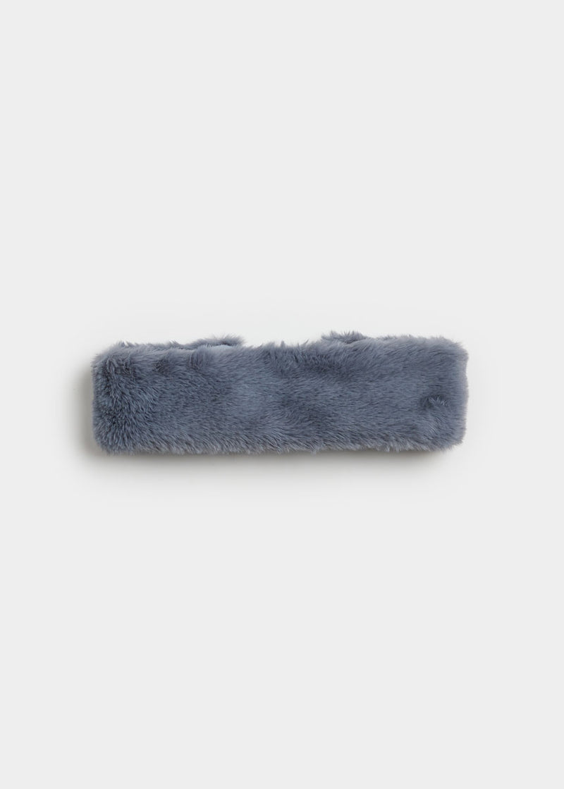 Mad Hatter Faux-Fur Headband - Steel Blue