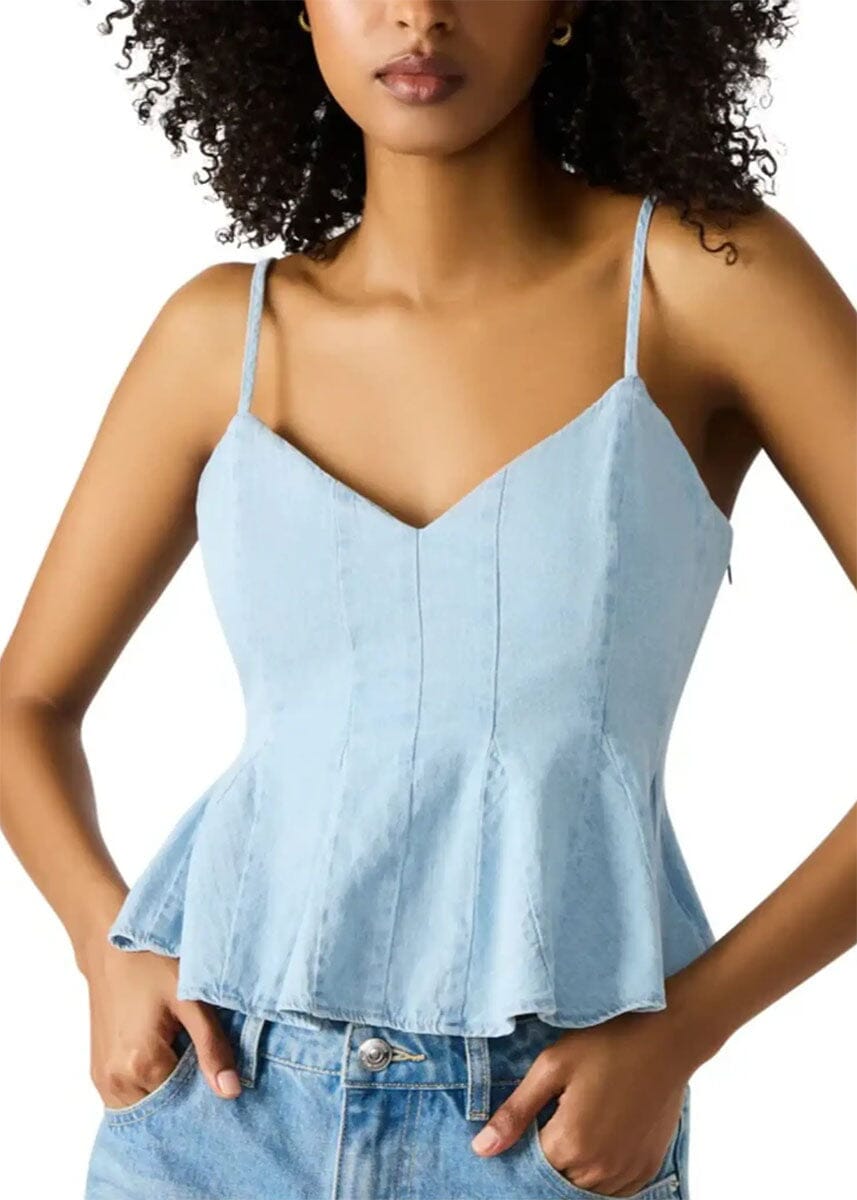 Demi Peplum Top - Sea Blue