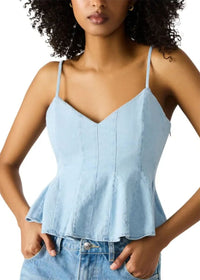 Demi Peplum Top - Sea Blue