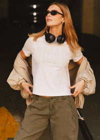 Chicago Crop Collegiate Puff - Washed Ivory