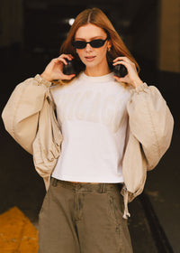 Chicago Crop Collegiate Puff - Washed Ivory