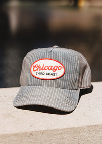 Chicago Linen Stripe Patch Hat - Charcoal