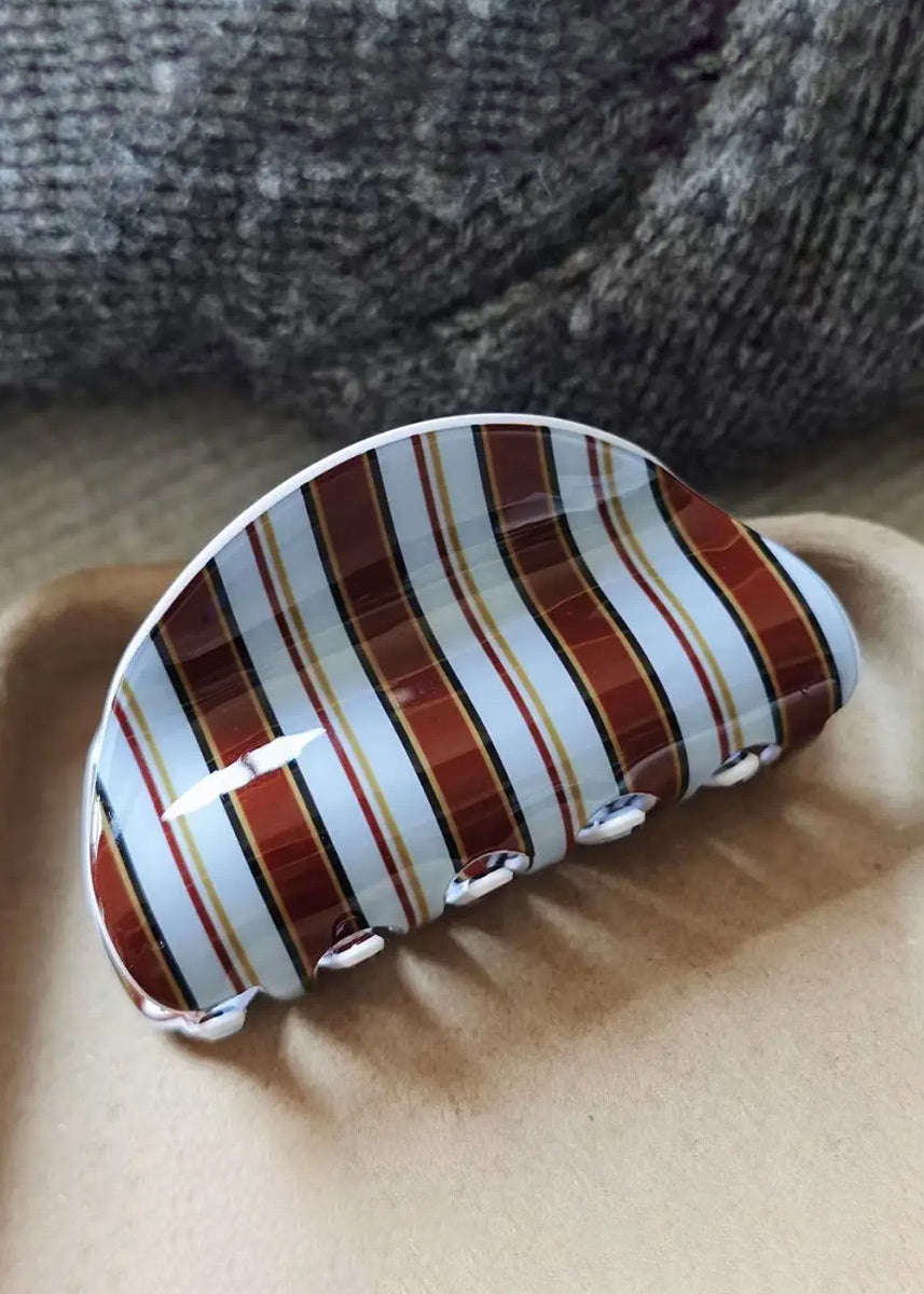 Beau Striped Half Moon Claw Clip