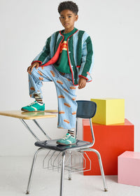 Striped Printed Fleece Jacket