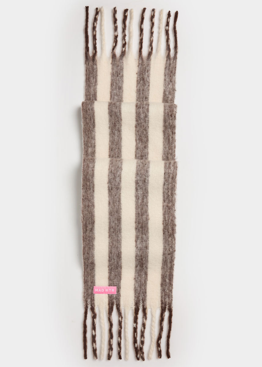 MAD HTR Oversized Blanket Scarf - Espresso & Cream Stripe