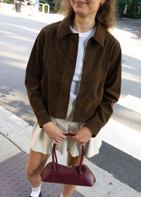 Claudette Faux Suede Jacket - Chocolate