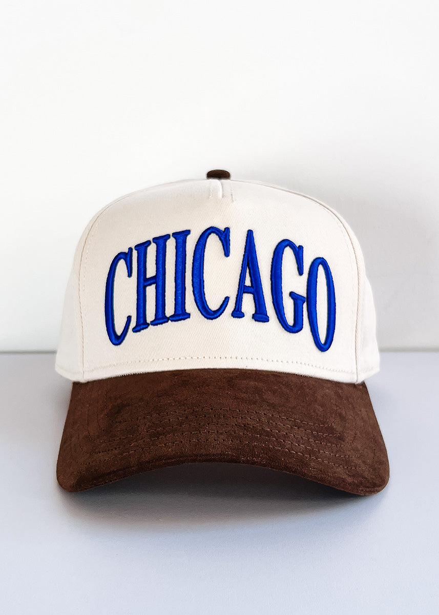 Chicago Puff Baseball Cap - Royal & Brown Suede