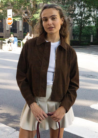 Claudette Faux Suede Jacket - Chocolate