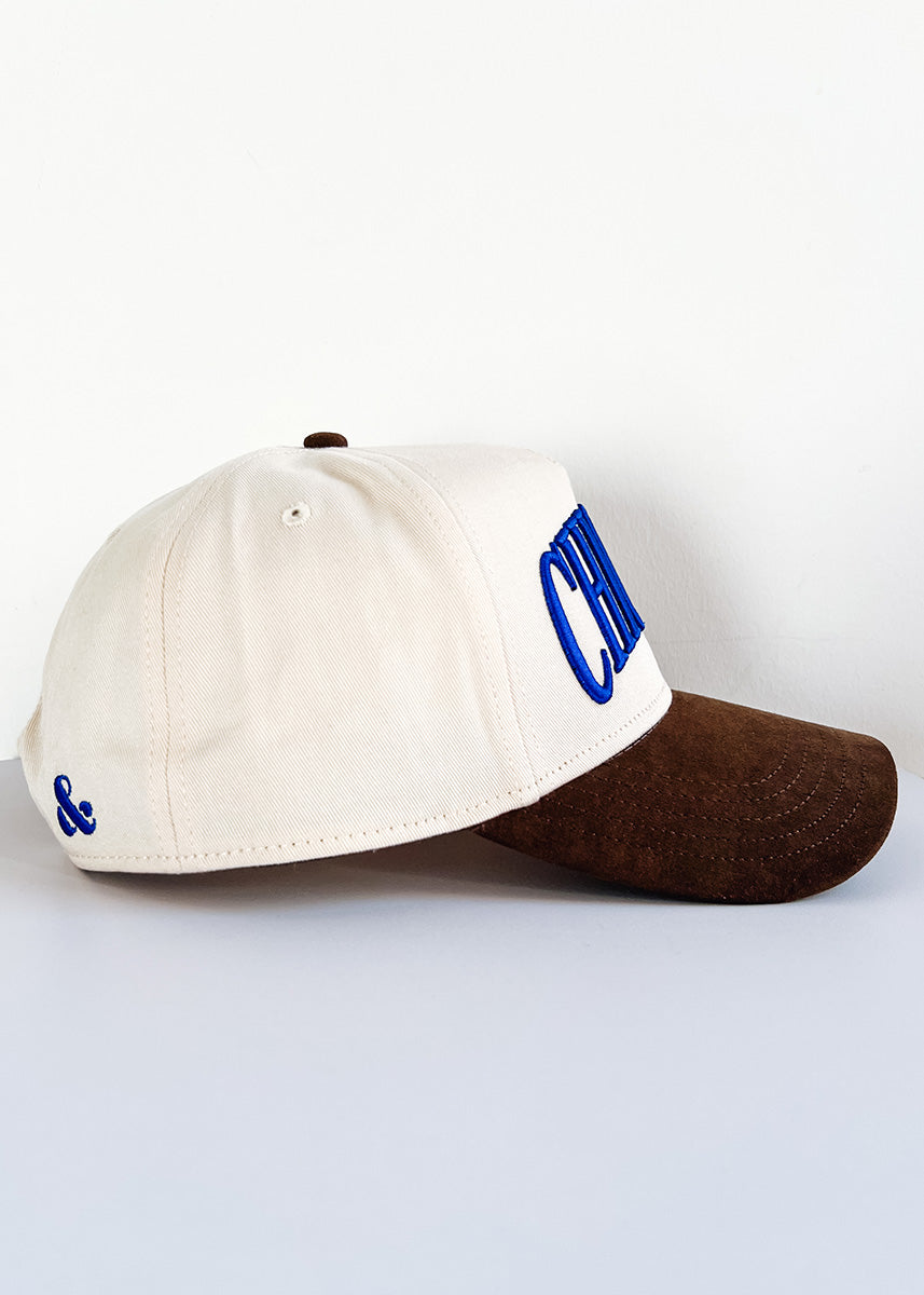 Chicago Puff Baseball Cap - Royal & Brown Suede