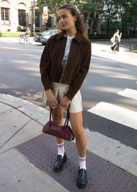 Claudette Faux Suede Jacket - Chocolate