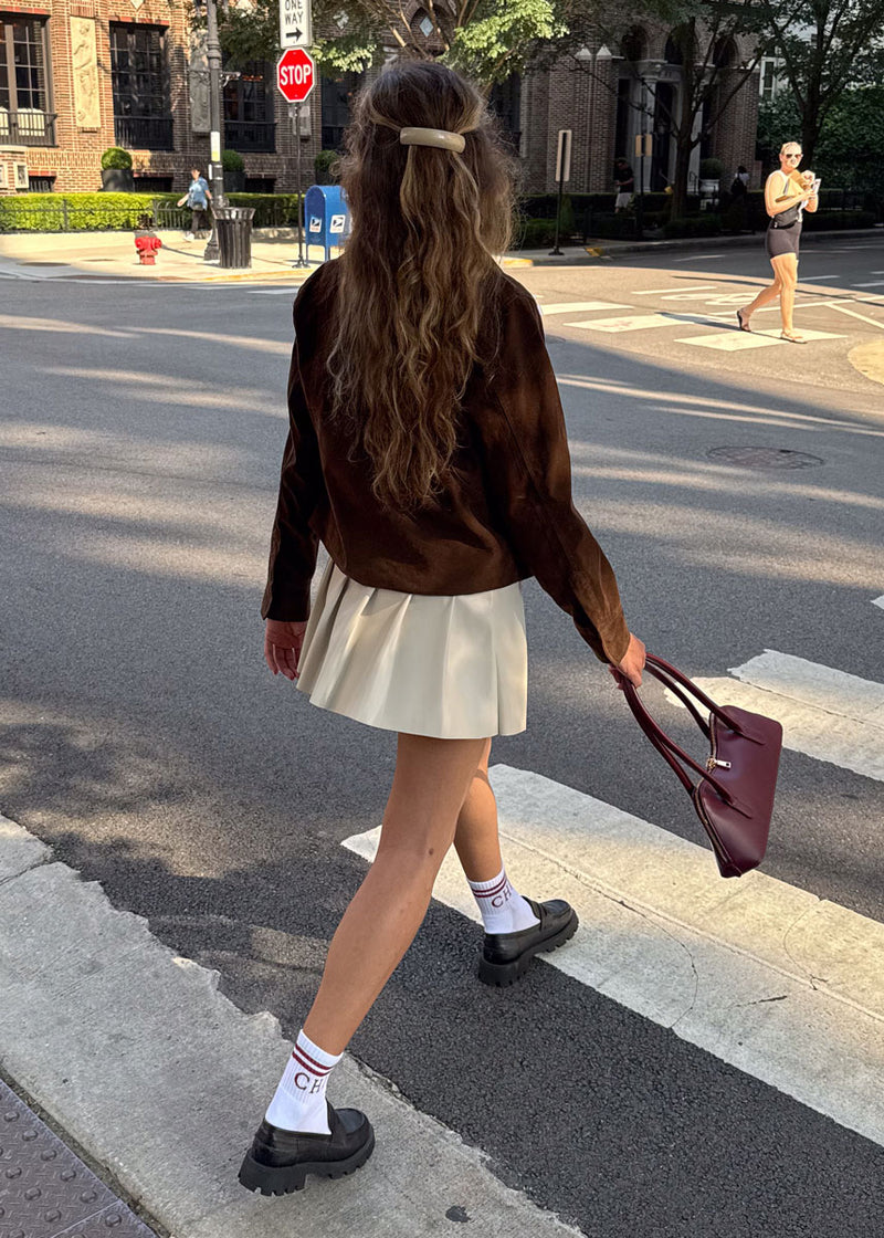 Claudette Faux Suede Jacket - Chocolate