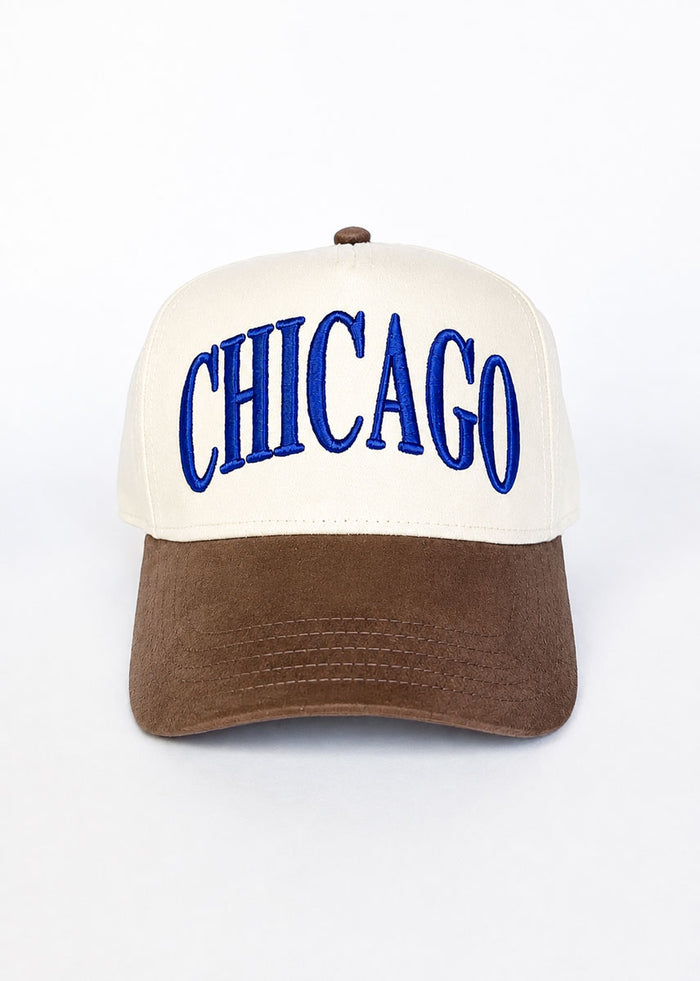 Chicago Puff Baseball Cap - Royal & Brown Suede