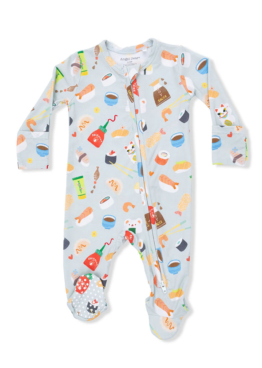 2-Way Zipper Fold-Over Footie - Sushi