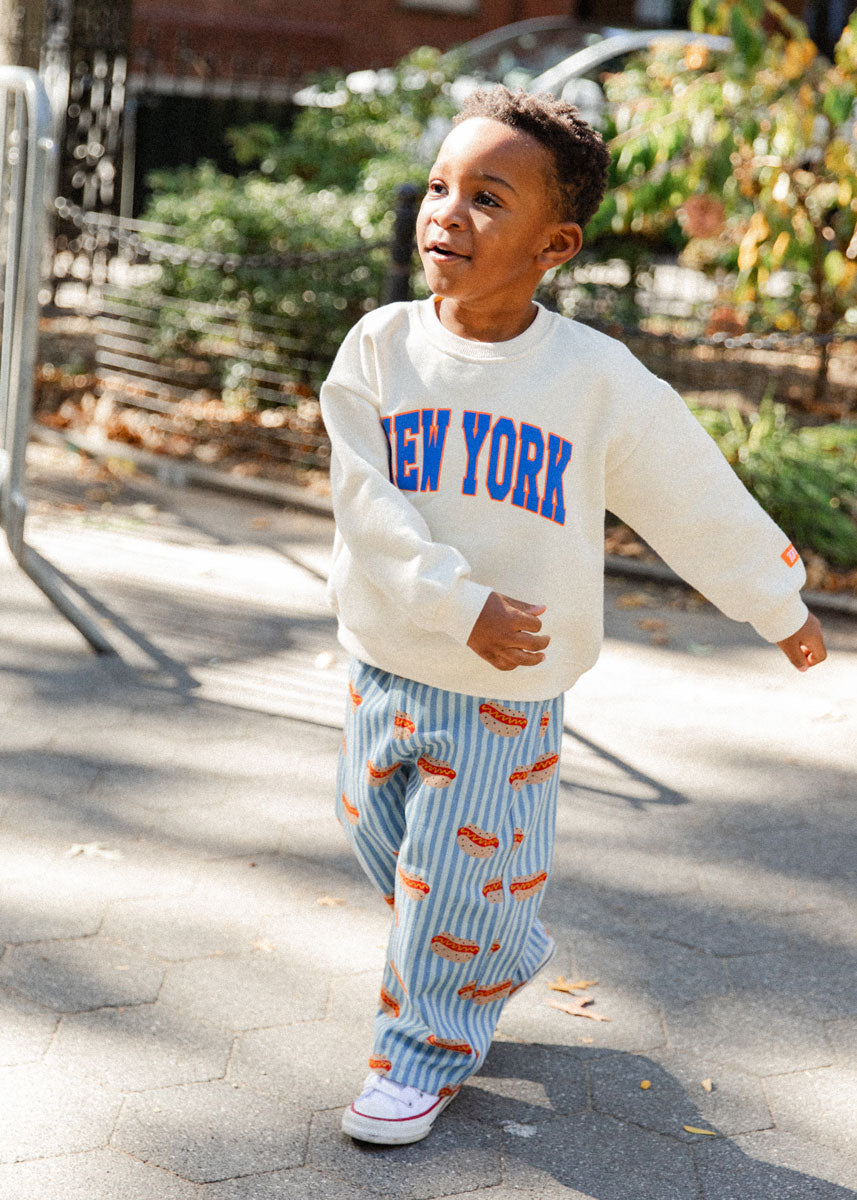 New York Puff Mini Crewneck Sweatshirt - Blue & Orange