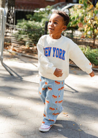 New York Puff Mini Crewneck Sweatshirt - Blue & Orange