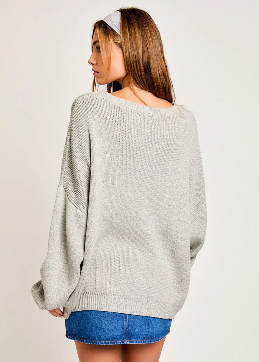 Flag Oversized Sweater - Heather Grey