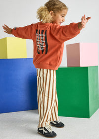 Striped French Terry Pant - Cream & Rust
