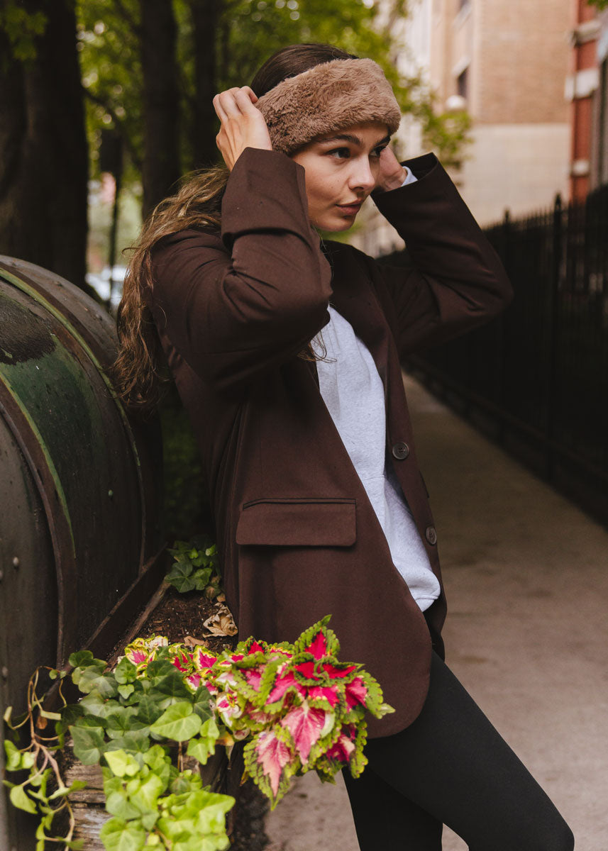 Mad Hatter Faux-Fur Headband - Taupe