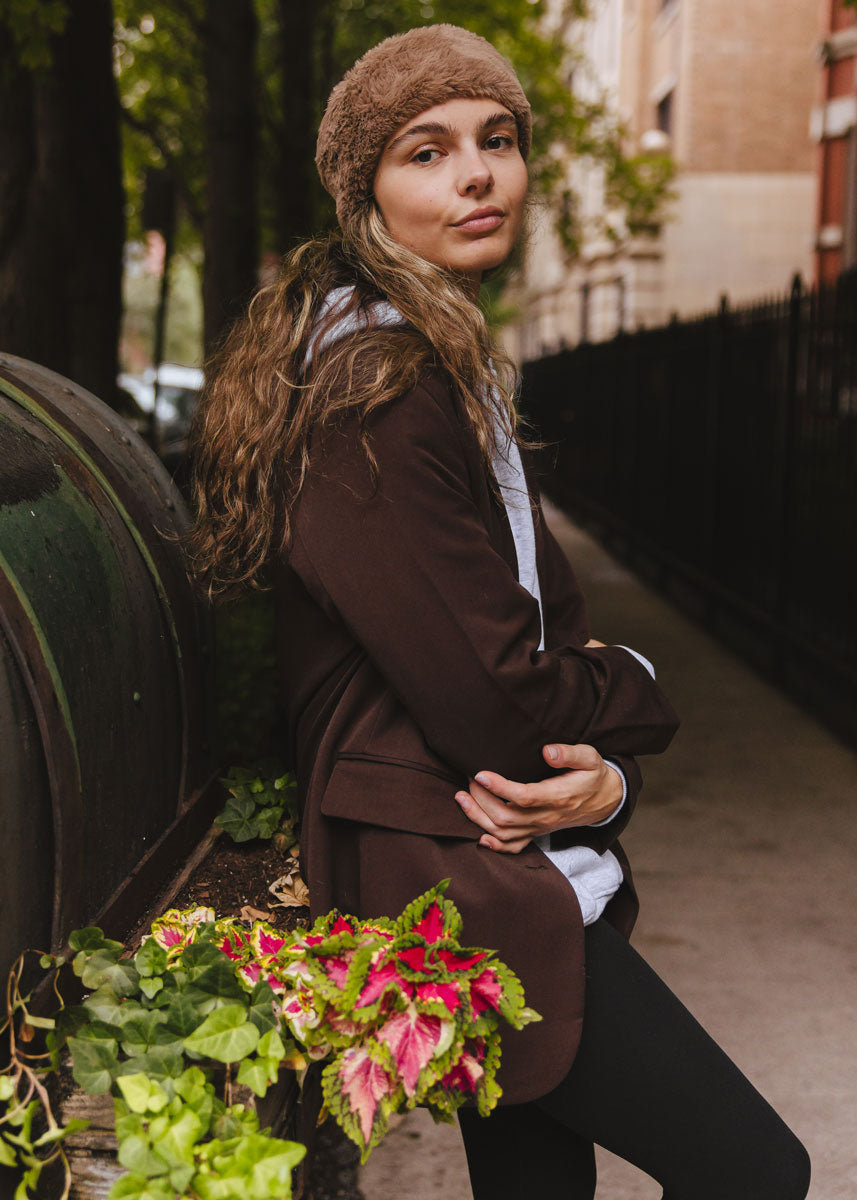 Mad Hatter Faux-Fur Headband - Taupe