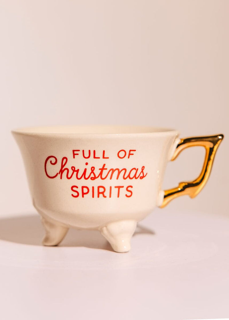 Stoneware Footed Teacup - Full Of Christmas Spirits