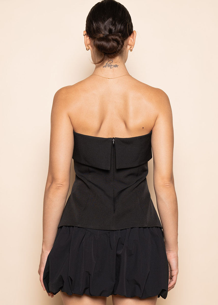 January Strapless Crop Top - Black
