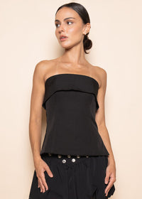 January Strapless Crop Top - Black