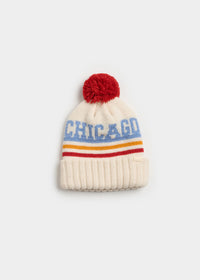 Toddler Mad Hatter Chicago Pom Beanie - Retro Red Multi