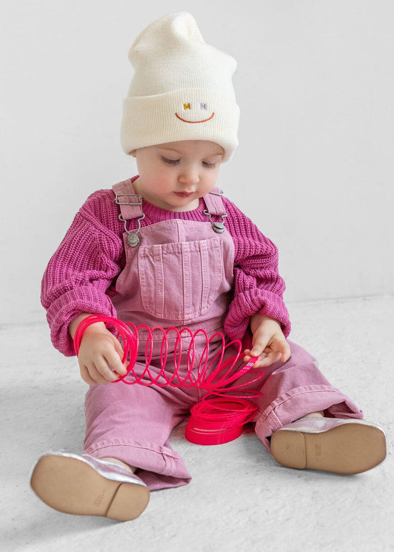 Toddler Mad Hatter Smiley Cuff Beanie - Coral Multi