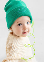 Toddler Mad Hatter Smiley Cuff Beanie - Kelly Green/Sky