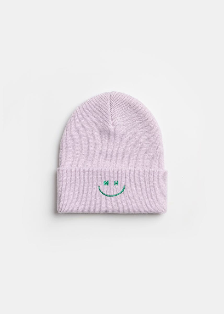 Toddler Mad Hatter Smiley Cuff Beanie - Lavender/Kelly Green