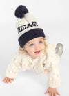 Toddler Mad Hatter Two-Tone Chicago Pom Beanie - Navy