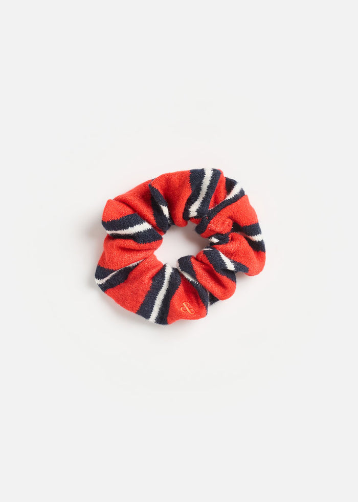 Knit Varsity Stripe Scrunchie - Tomato Red