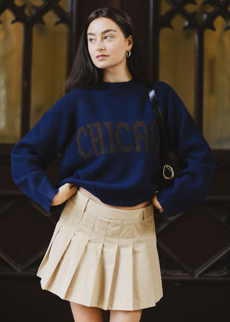 Chicago Crop Sweater - Navy