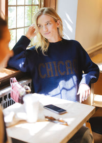 Chicago Crop Sweater - Navy
