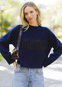 Chicago Crop Sweater - Navy
