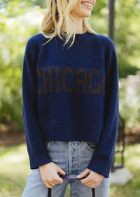 Chicago Crop Sweater - Navy