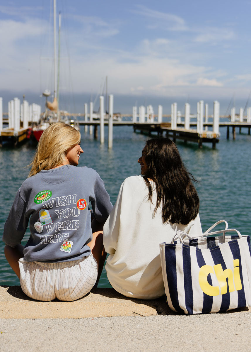 Chi Stripe Tote - Blue & Yellow