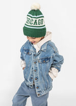 Youth Mad Hatter Chicago Pom Beanie - Emerald