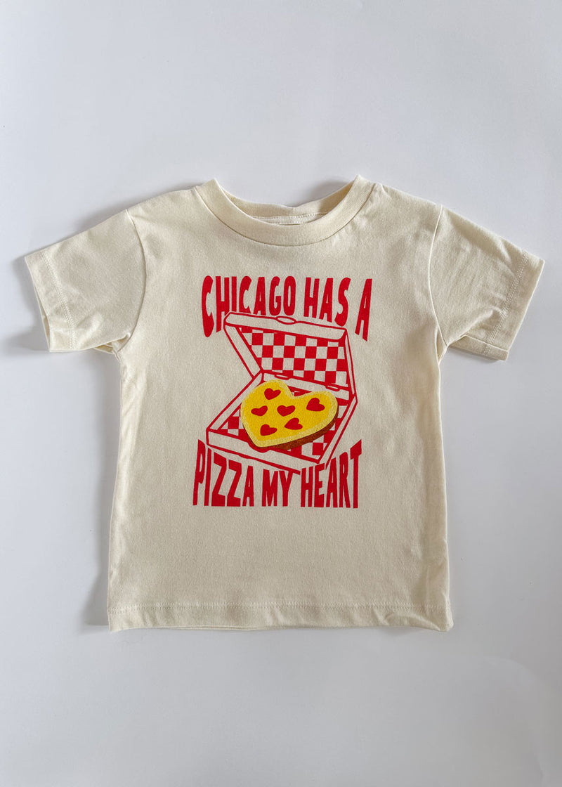 Chicago Has a Pizza My Heart Toddler Tee - Natural