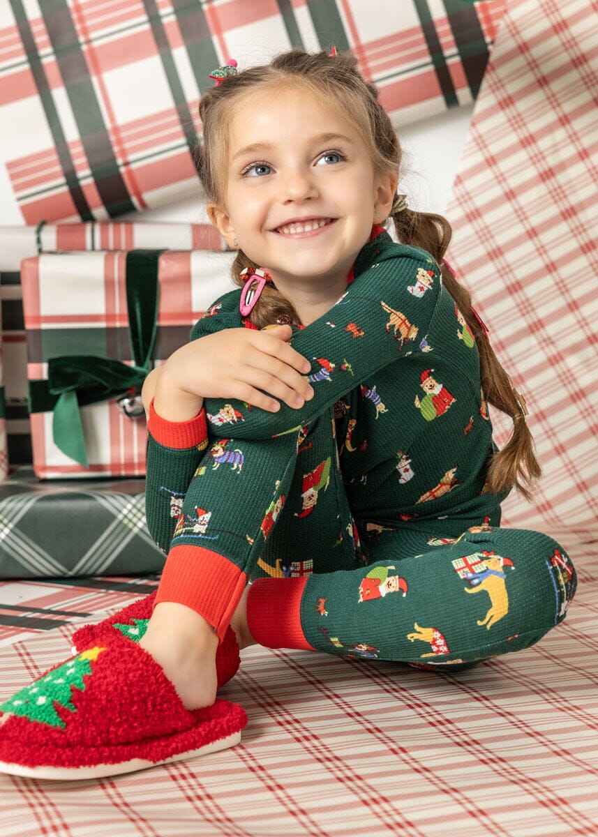 Angel Dear Holiday Plaid Bamboo 2 Way Zipper Footie 3-6M