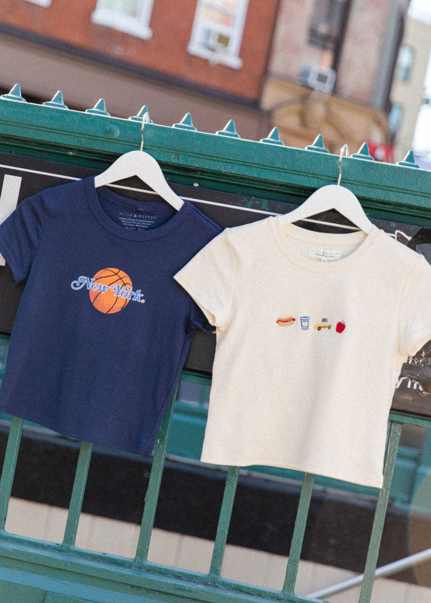 NYC Embroidered Icons Baby Tee - White