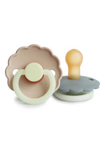 FRIGG Daisy Nighttime Natural Rubber Pacifier 2-Pack - French Gray/Croissant
