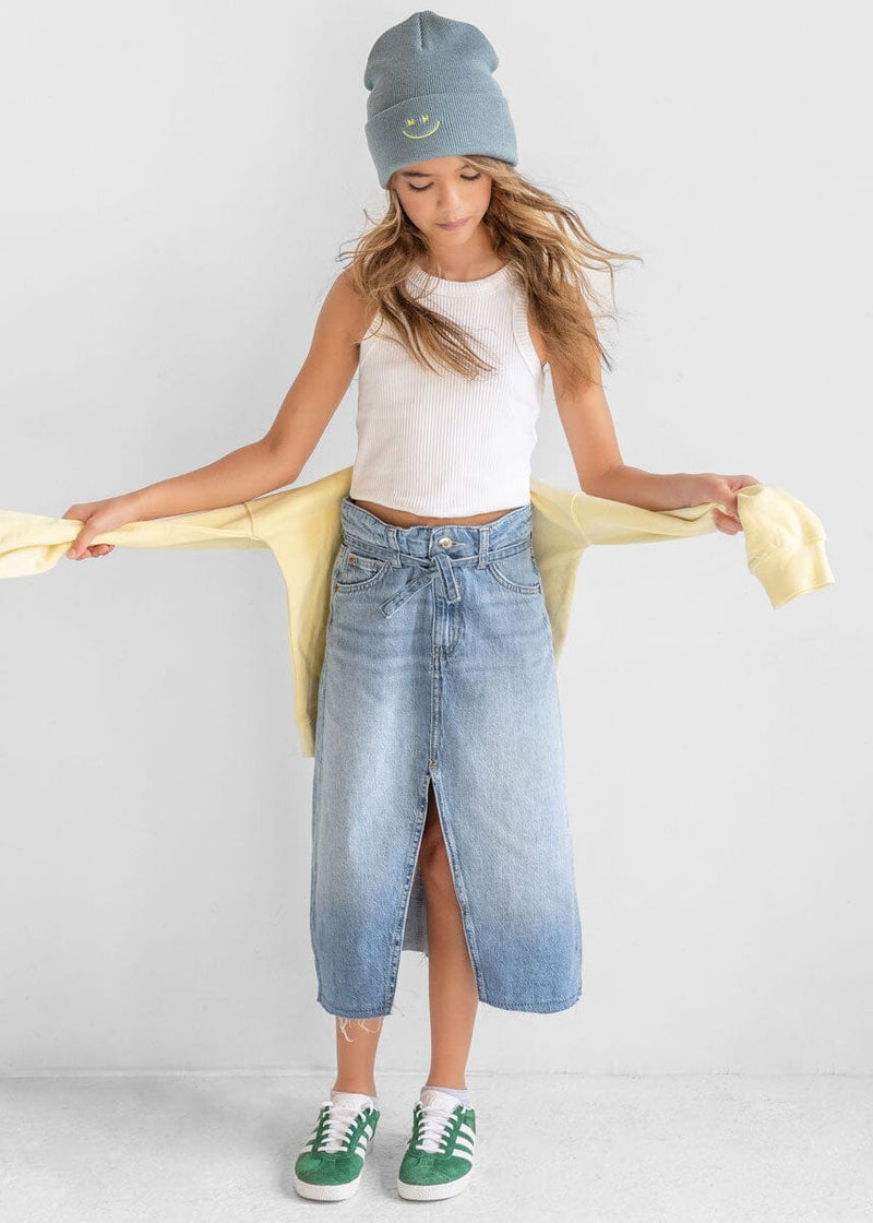 Youth Mad Hatter Smiley Cuff Beanie - Tourmaline/Lime