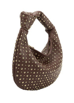 Brigitte Large Studded Shoulder Bag - Chocolate