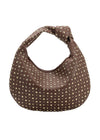 Brigitte Large Studded Shoulder Bag - Chocolate